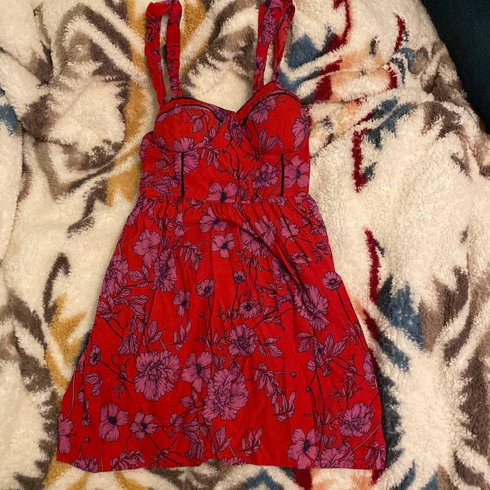 S Red Flowery Dress